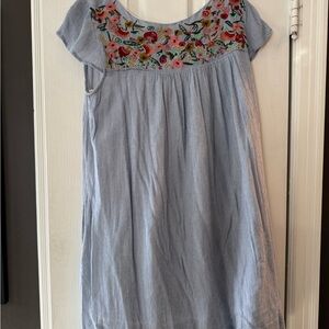Philosophy Sky Blue Dress with Colorful Floral Design